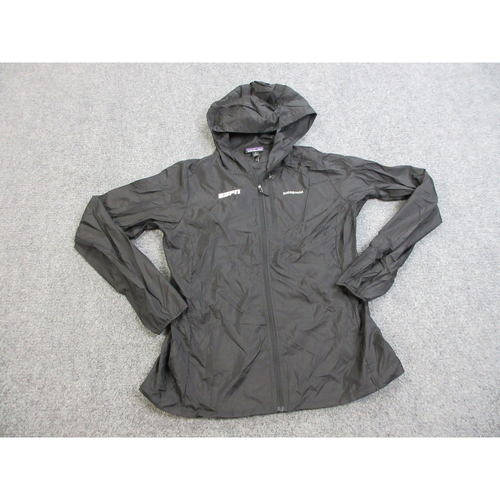 Patagonia Houdini Jacket Womens Medium Black Full Zip ESPN Football Windbreaker